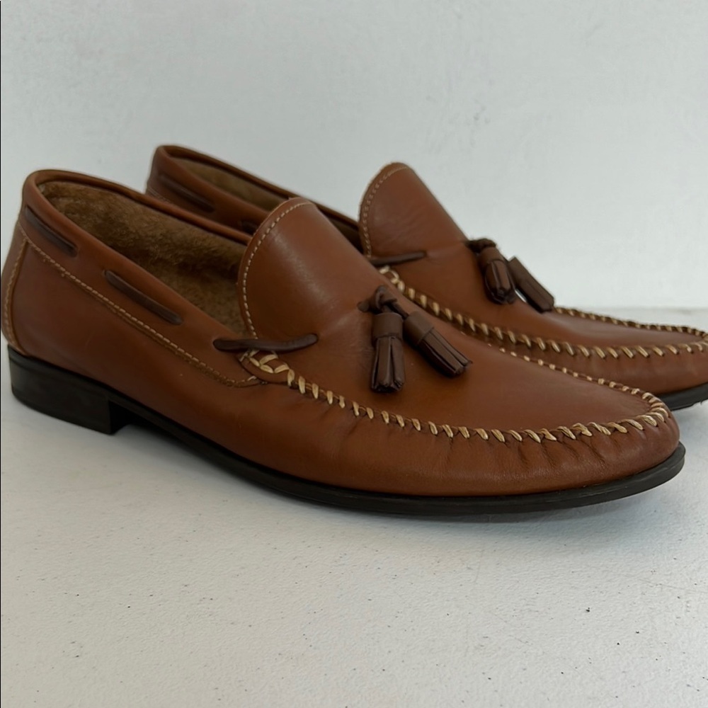 Sandrino Leather Loafers with Moccasin Stitching brown 12D